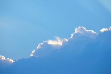Soft Blue Sky with Gentle White Clouds and Sunlight Highlights
