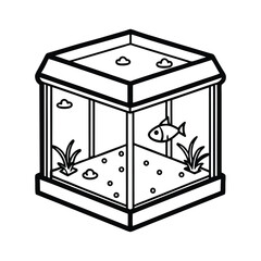 Aquarium Black Outline Vector – Minimal Line Art