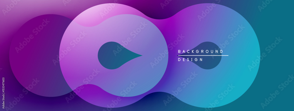 Aufkleber abstract fluid shapes, vibrant purple blue gradient. modern design, smooth curves, dynamic compositi