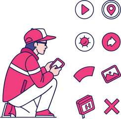  trendy gradient icons set for mobile