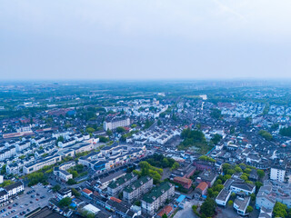 Obraz premium Aerial view of Shanghai Qingpu Zhujiajiao ancient town at sunset.