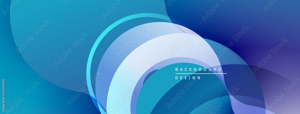 Poster Abstract flowing shapes, cool blues, purple hues. Modern design, gradient effect, smooth transitions create dynamic visual.