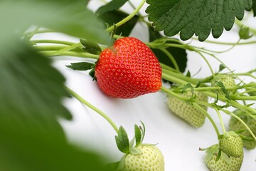 Strawberries in a greenhouse.
