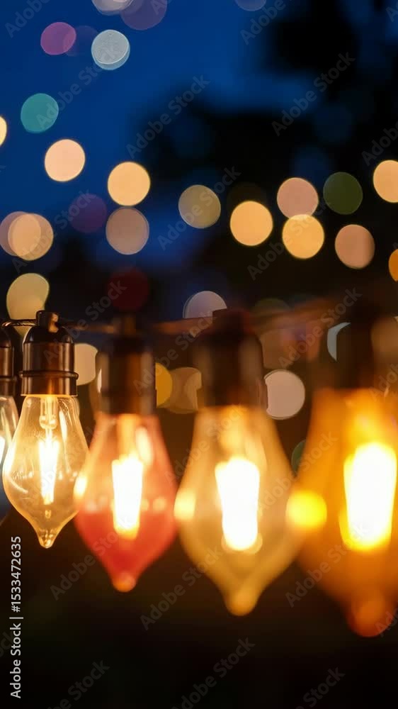 Poster warm glowing decorative string lights illuminating a dark space create a magical and festive atmosph