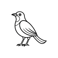 Minimalist Bird Vector – Black Outline Line Art