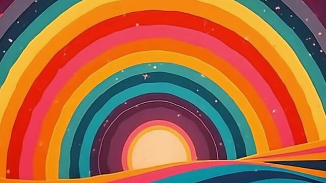 Retro 70s Psychedelic Rainbow Loop for Vintage Music Video 4K Overlay