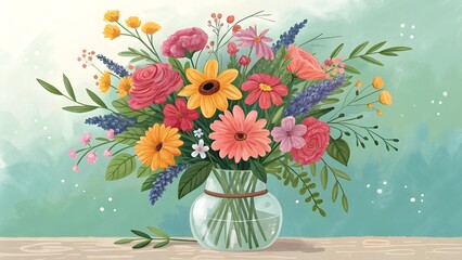 A Burst of Color: Vibrant Floral Arrangement
A beautiful and eclectic bouquet in a stylish vase.