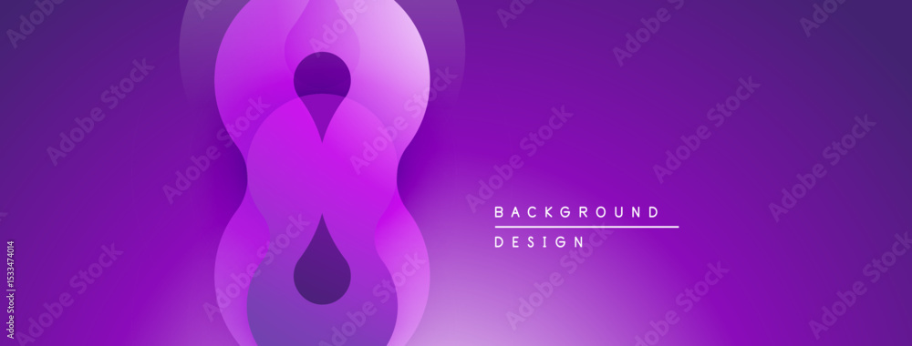 Poster Abstract purple design features overlapping circles creating infinity symbol. Gradient shades provide depth, modern aesthetic.