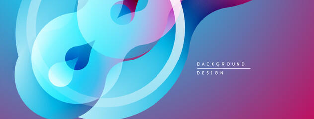 Abstract fluid shapes, vibrant blues, purples create modern background. Smooth gradients, dynamic composition. Minimalist design.