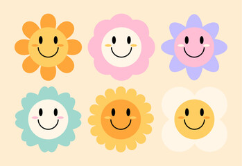 Collection of Retro Smiley Face Flowers