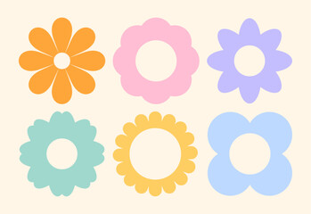 Set of summer and spring flowers, shapes and silhouettes
