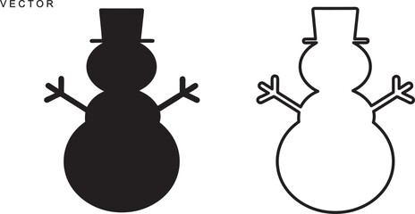 winter snowman silhouette, snowman icon, logo vector illustration on white background