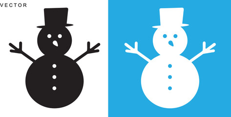winter snowman silhouette, snowman icon, logo vector illustration on white background