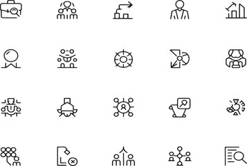 Black and White Line Art Business Icons