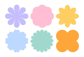 Set of summer and spring flowers, shapes and silhouettes