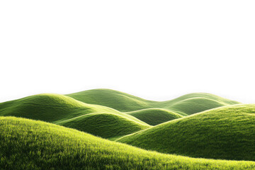 Green grass hills landscape meadow field pasture scenery nature environment background isolated on transparent background
