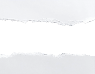 top and bottom paper torn in middle cutout on transparent png clipping path