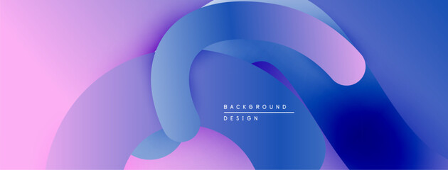 Abstract fluid shapes blend pink, purple, blue hues. Modern design evokes movement, depth, soft gradients. Background features text background design.