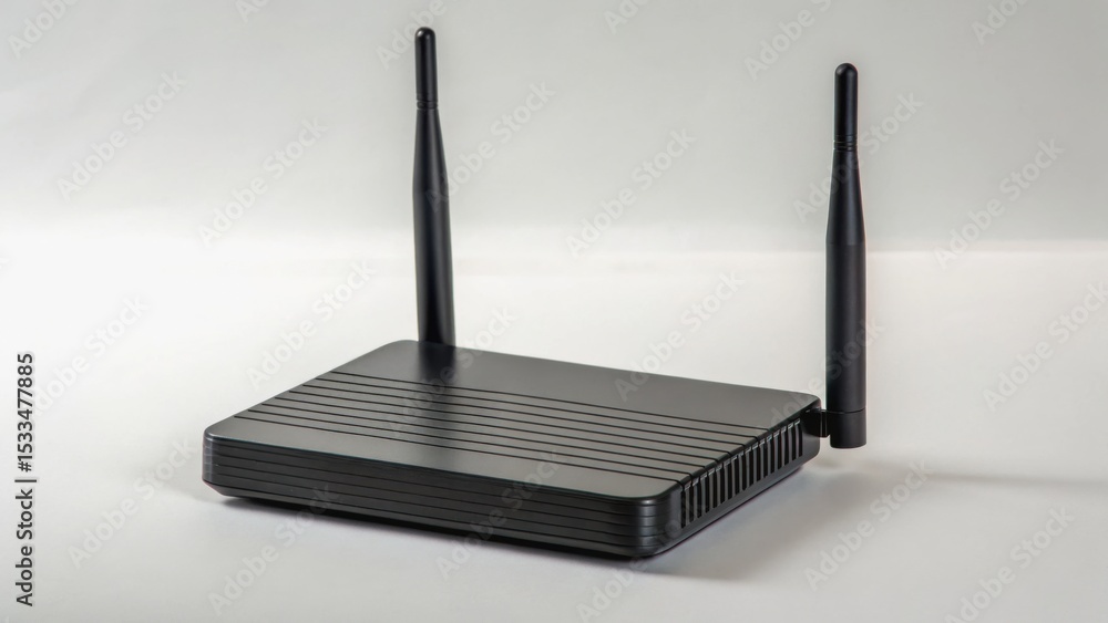 Poster wifi extender concept. wireless router with antennas on a sleek surface.