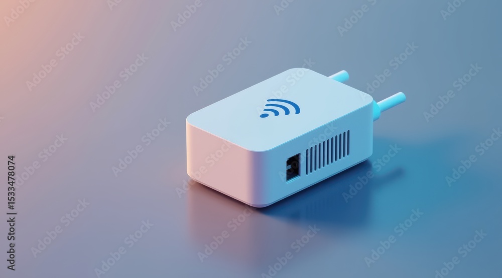 Poster wifi extender concept. wifi adapter on a colorful gradient background.