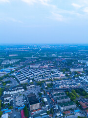 Fototapeta premium Aerial view of Shanghai Qingpu Zhujiajiao ancient town at sunset.