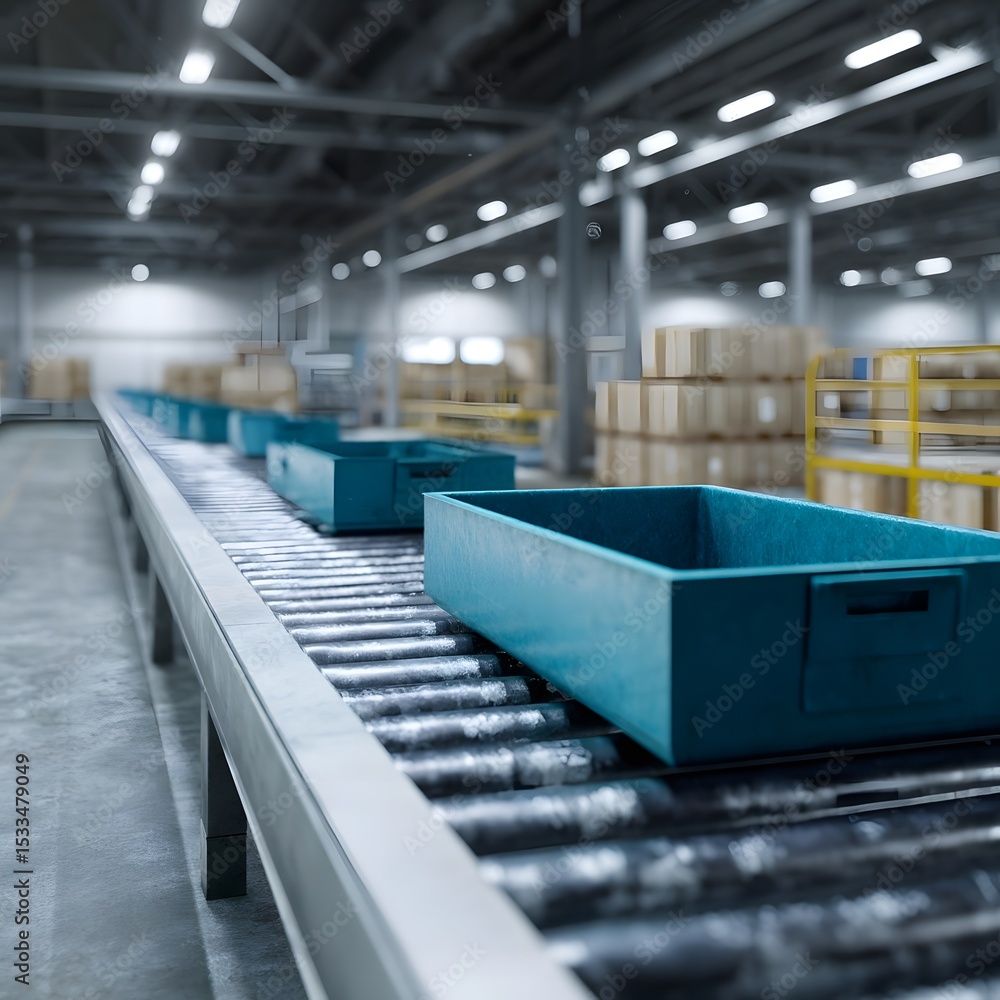 Poster automated conveyor system in a factory logistics zone