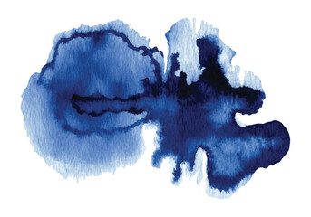 Abstract watercolor dark navy blue shape on white background. Color splashing stain vector