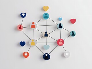 Obraz premium Minimalist 3D network illustration with blue and orange nodes connected by lines