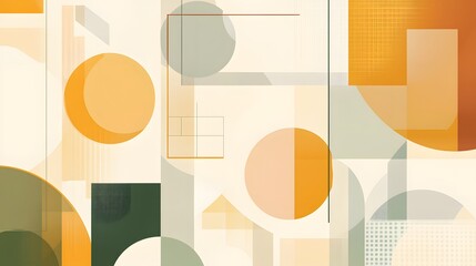 Abstract geometric background with retro-style shapes and earthy color tones