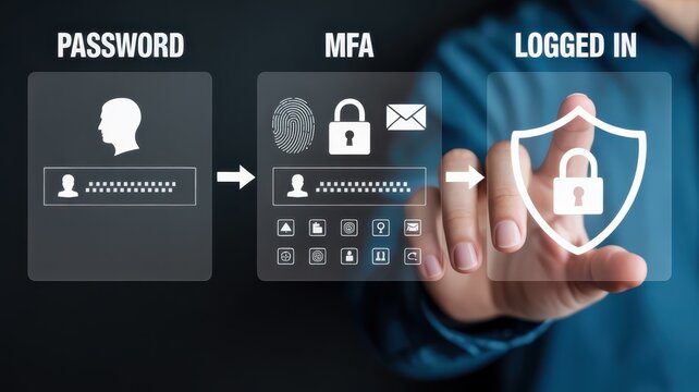 Multi-factor authentication security process illustrated. - Powered by Adobe