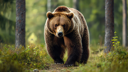 Fototapeta premium brown bear in the forest hunt
