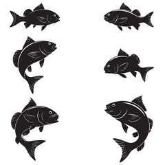 Premium Collection of Dynamic Fish Silhouettes in Motion – Clean and Editable Black Vector Illustrations for Branding, Print, and Digital Use . Thank You .