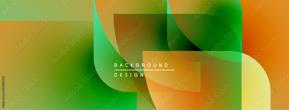 Aufkleber abstract gradients blend, forming layered geometric shapes. orange, green hues dominate composition.