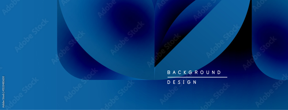 Poster Abstract blue shapes overlap creating dynamic visual effect. Text reads background design. Minimalist composition, modern aesthetic.