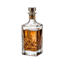 Elegant Crystal Decanter Filled with Golden Amber Liquor