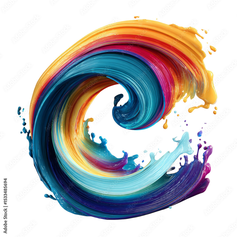 Poster dynamic multicolor paint burst forming an impressive abstract fluid motion