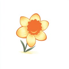 Spring bloom vibrant daffodil illustration nature scene digital art whimsical environment close-up view