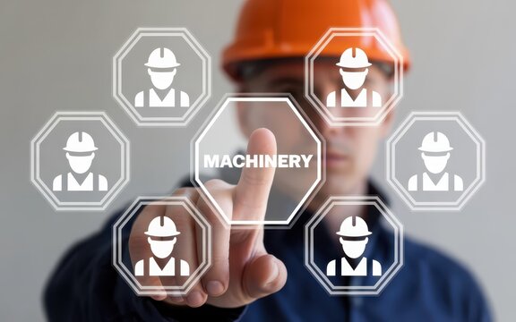Industrial worker interacting with a machinery interface.