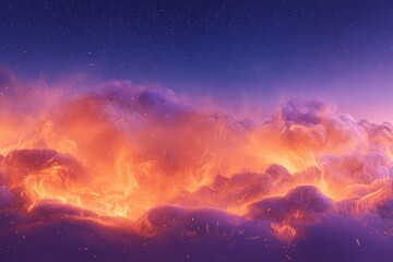 Fototapeta premium Fiery cloudscape at twilight