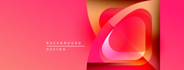 Abstract pink design features layered shapes, gradients. Modern background suitable for digital projects, presentations. Vibrant, dynamic composition.