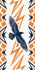 Zigzag lightning wave vector background in orange and navy, dynamic energy theme