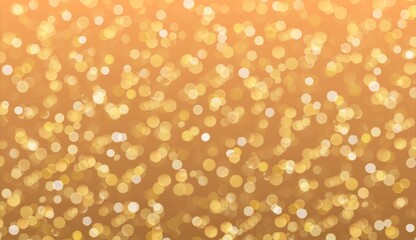 Golden bokeh lights softly glowing on a warm orange background with festive sparkle effect