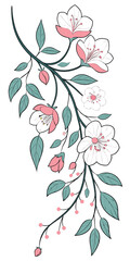 a romantic florals background with delicate Camellia flowers, blossoms, and vines