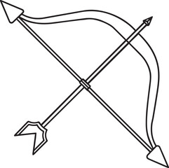 Archery bow outline vector illustration, line art