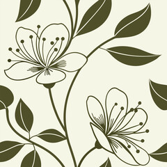 Abstract floral bloom vector pattern, symmetrical petals in Olive Green