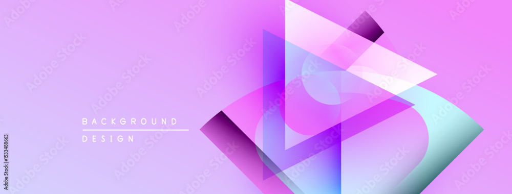 Poster Abstract geometric design. Purple, blue gradients create layered triangles. Modern background suitable for digital projects.