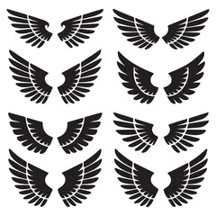 Elegant Black Wing Designs Set for Graphic Design Projects Logos and Tattoo Inspiration