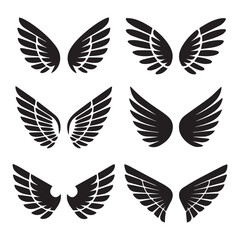 Elegant Black Wing Designs Set Perfect for Logos Branding and Graphic Design Projects