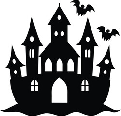 Halloween castle with bats