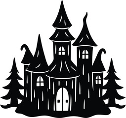 halloween castle vector illustration